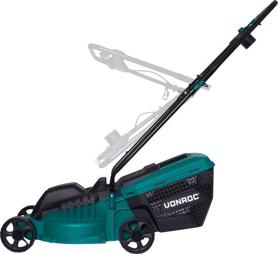 VONROC Elektrische grasmaaier – 1300W – 32cm maaibreedte – 30L opvangbak + vulindicator – Instelbare maaihoogte