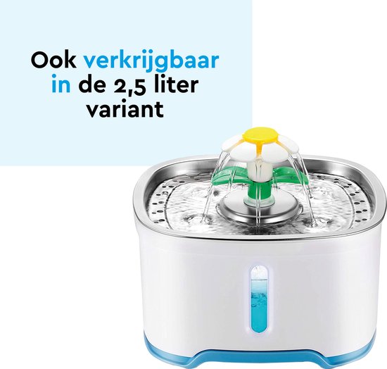 BRASQ Drinkfontein kat en hond 2 Liter - Waterfontein - Kattenfontein - Waterdispenser - Dieren drinkbak - Zwart - BPA vrij - geruisloos - Inclusief 4 reservefilters + accessoires
