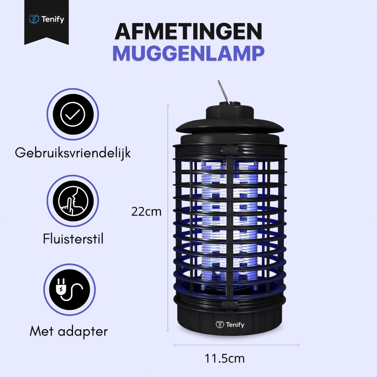 Tenify Muggenlamp - Ophangbaar - Elektrische - Binnen & Buiten - Muggenvanger - Insectenlamp - Muggenlamp UV - Anti Muggen Lamp - Muggenstekker - Vliegenlamp - Vliegenvanger