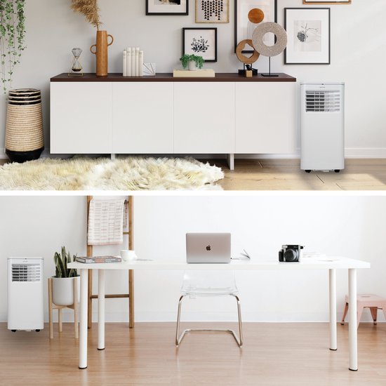 BRASQ 3-in-1 Mobiele airco met Raamafdichtingskit - Met afstandsbediening – Geschikt voor Slaapkamer - Woonkamer - Kantoor - Aircooler tot 16m2 - 9000 BTU – Wit