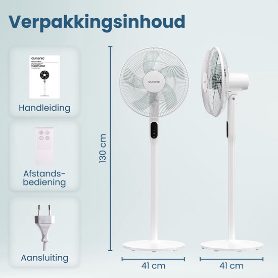 Auronic Statiefventilator - Staande Ventilator - Luchtkoeler - Vloer en tafelventilator - 3-in-1 - 12 Snelheden - Stille Ventilator - Fan - Met Afstandsbediening - Wit