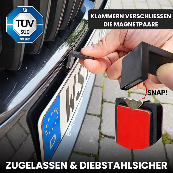 Ivality Kentekenplaathouder - Frameless - Magnetisch - Voor 2 Kentekenplaten - Zwart
