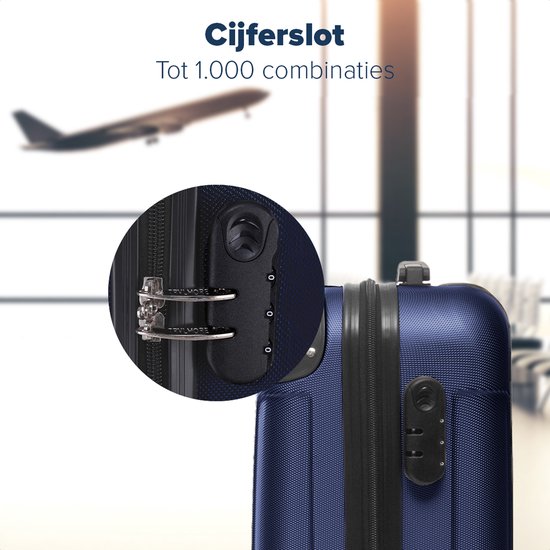 TRVLMORE Kofferset - 3 Delig - 38L Handbagage + 70L en 110L Ruimbagage - Lichtgewicht - Trolley - Reiskoffer Set - Donkerblauw