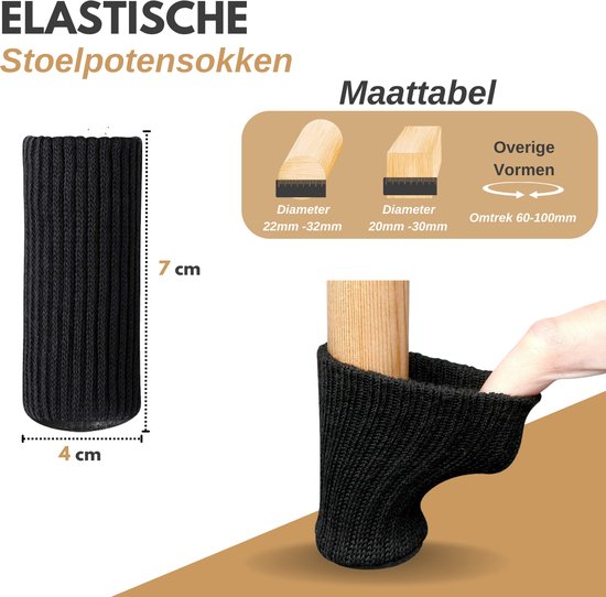 VAIVE Stoelpoot Beschermers - Vloerbeschermer - Stoelpoot Sokken - Stoelpootdoppen - Stoelpootbeschermers - Stoelsokken