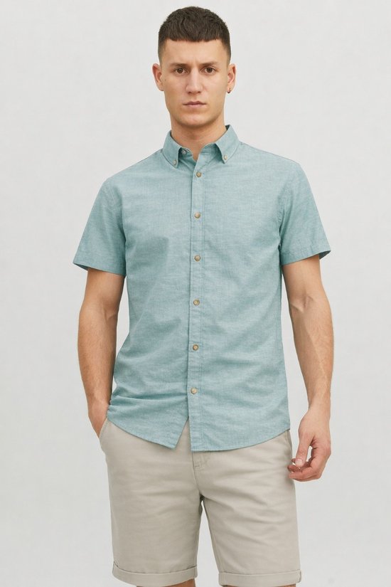 Jack & Jones - Heren Overhemden Summer Korte Mouw - Groen - Maat L