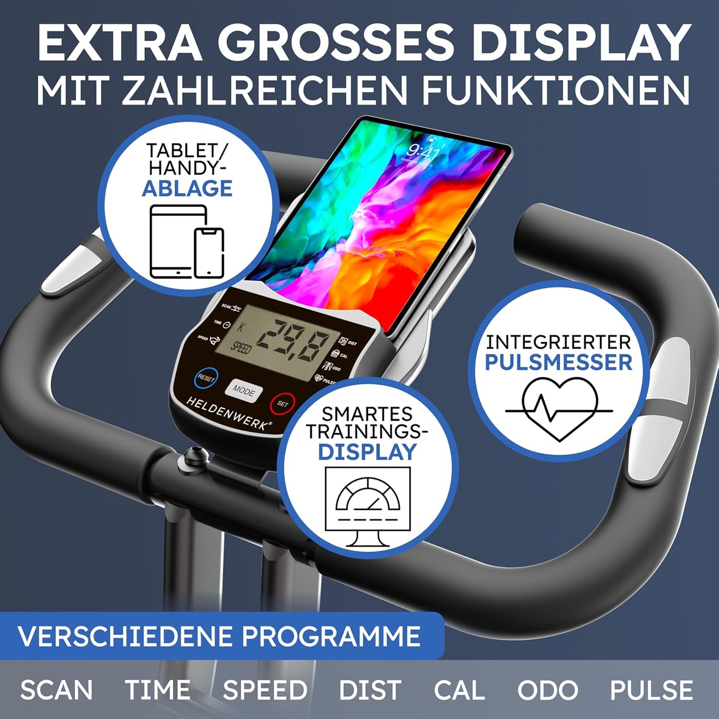 Heldenwerk Hometrainer - Inklapbaar - tot 150KG belastbaar - Zwart