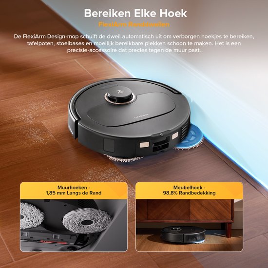 Roborock Qrevo S5V-Robotstofzuiger met dock-12000 Pa zuigkracht-FlexiArm-dweilen-Reactief obstakel vermijden-Dubbele anti-klitfunctie-Warmeluchtdroging-Obstakelvermijding en slimme navigatie-Zwart