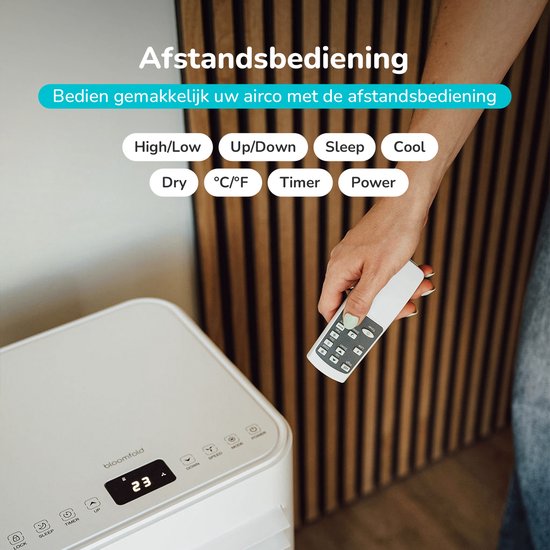 Bloomfold Mobiele Airco - 9.000 BTU - 4-in-1 - Airconditioning met Raamafdichtingskits - Slaapkamer airconditioning - Woonkamer airconditioning - tot 25m² koelen - Wifi modus & App