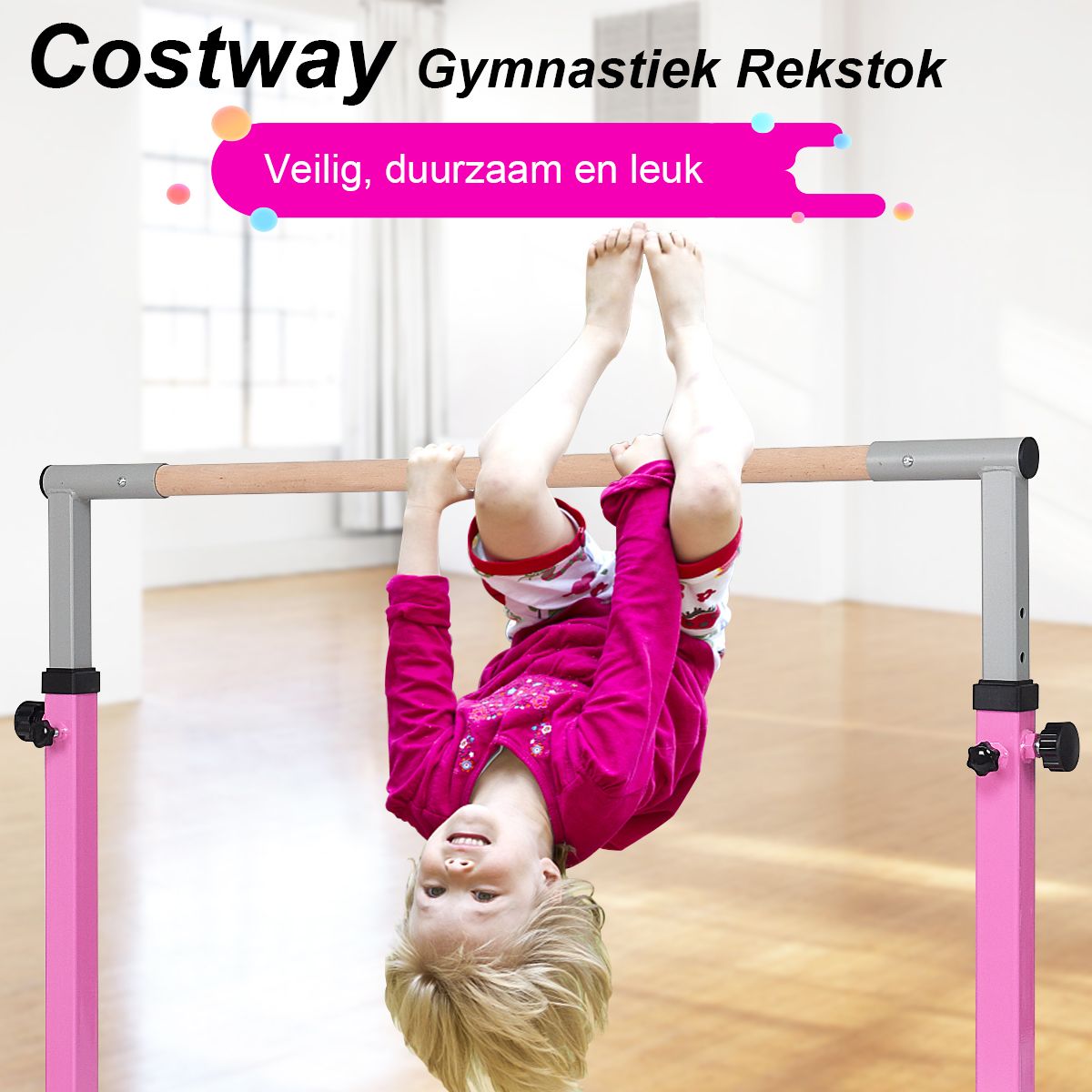 Coast turnrek voor kinderen - in hoogte verstelbaar - driehoekige constructie - roze