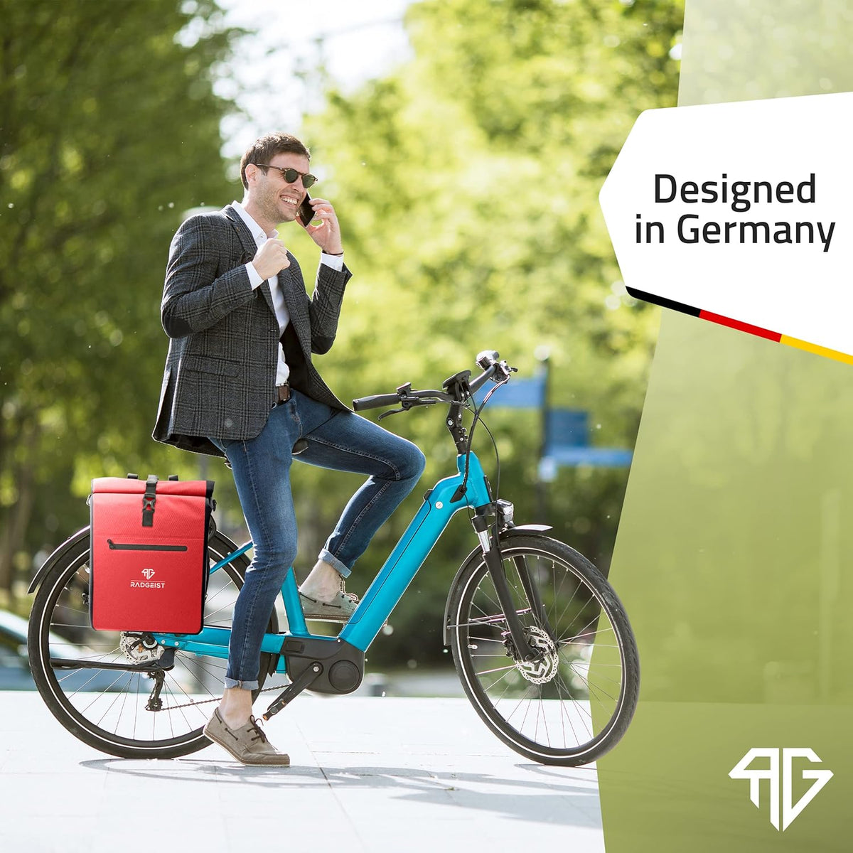 RADGEIST 3in1 fietstas voor bagagedrager - fietsrugzak - draagtas - schoudertas - met laptopvak - waterdicht - 25L - rood