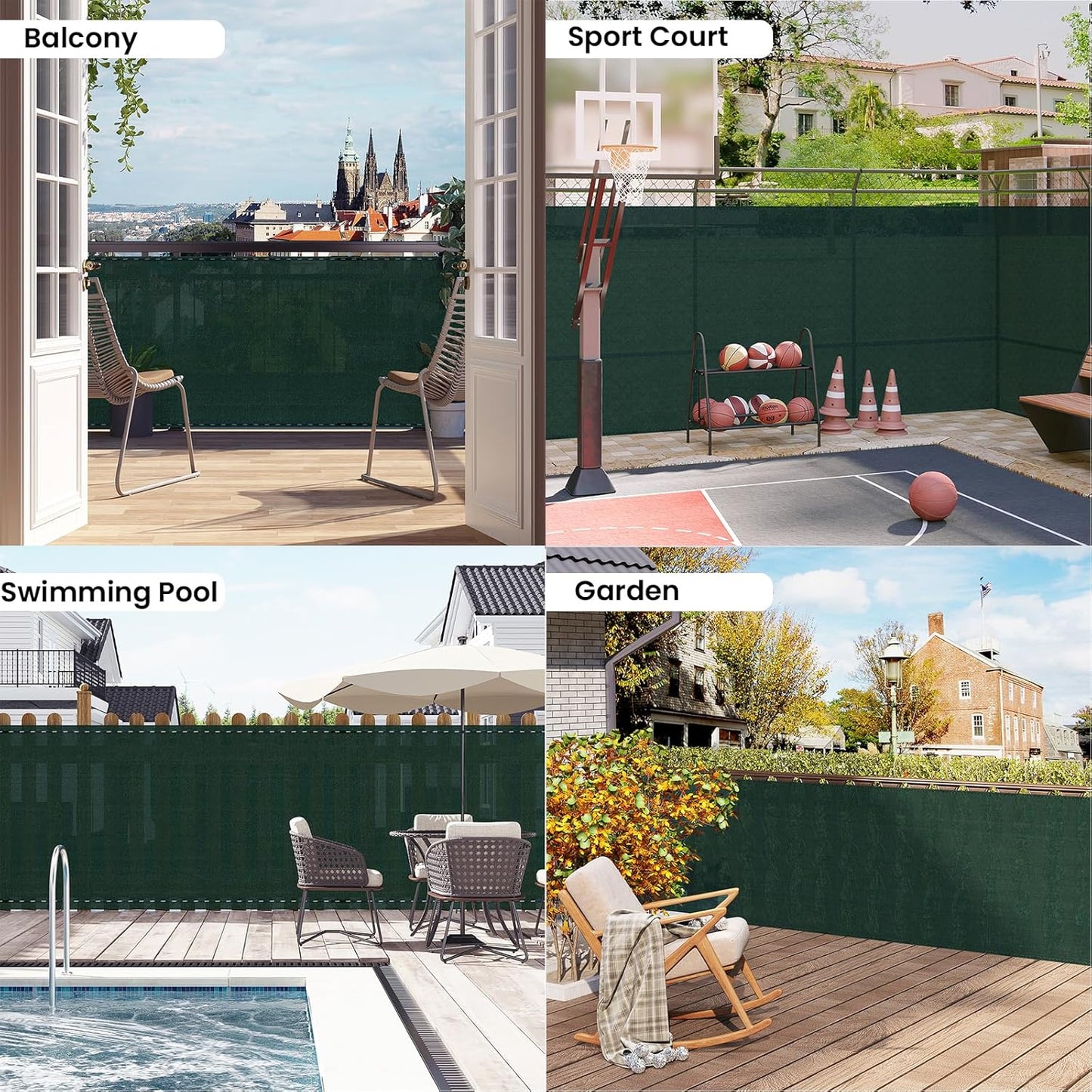 Woltu Inkijkbescherming Tuin en Balkon 1 x 6 m Groen HDPE 180 g/m² – Schaduwdoek en Windbescherming