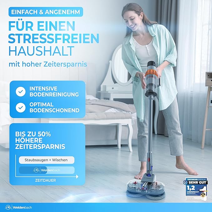 Testwinnaar - Dweilopzetstuk voor Dyson V12 - elektrische stofzuiger - dweilmop opzetstuk - natte en droge stofzuiger - met afneembare watertank, vulbehouder en 8 wasbare moppen
