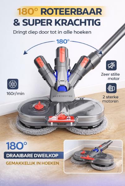 HELDENWERK Dweilopzetstuk voor Dyson V6 stofzuiger, Dyson accessoires, dweilopzetstuk, elektrische vloerwisser met watertank, vulreservoir en 8 wasbare mops