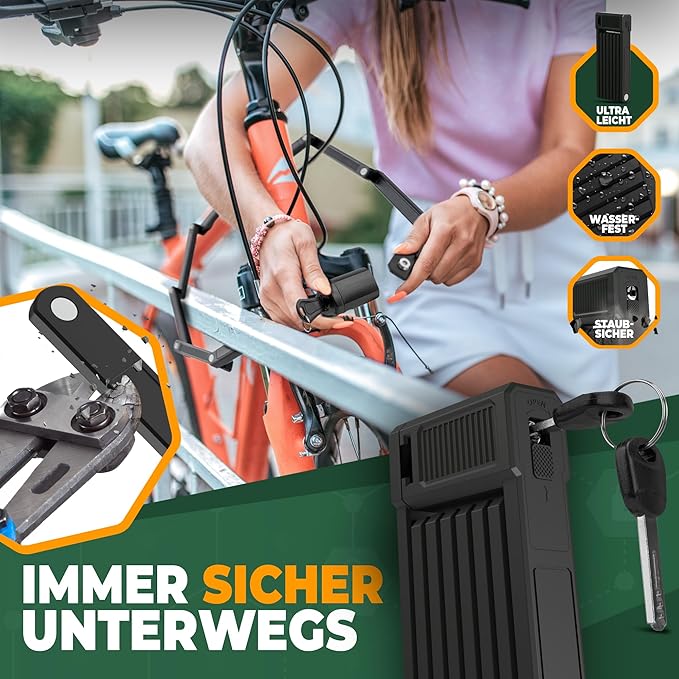 MIVELO Fietsslot – Vouwslot met Beugel & Sleutel – 85 cm – Zwart