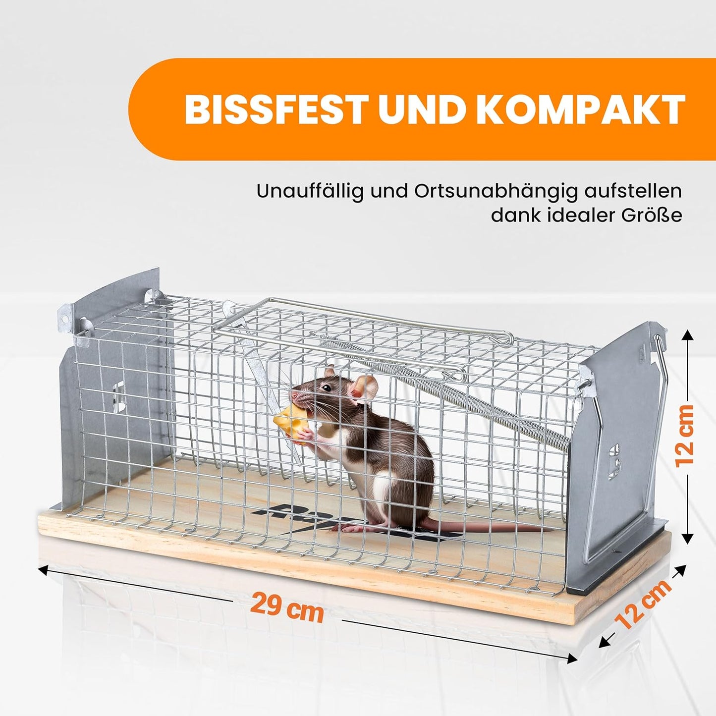 Lebenlang – rattenval hout – 29×12×12 cm – set van 2 – diervriendelijke live trap – inclusief handschoenen