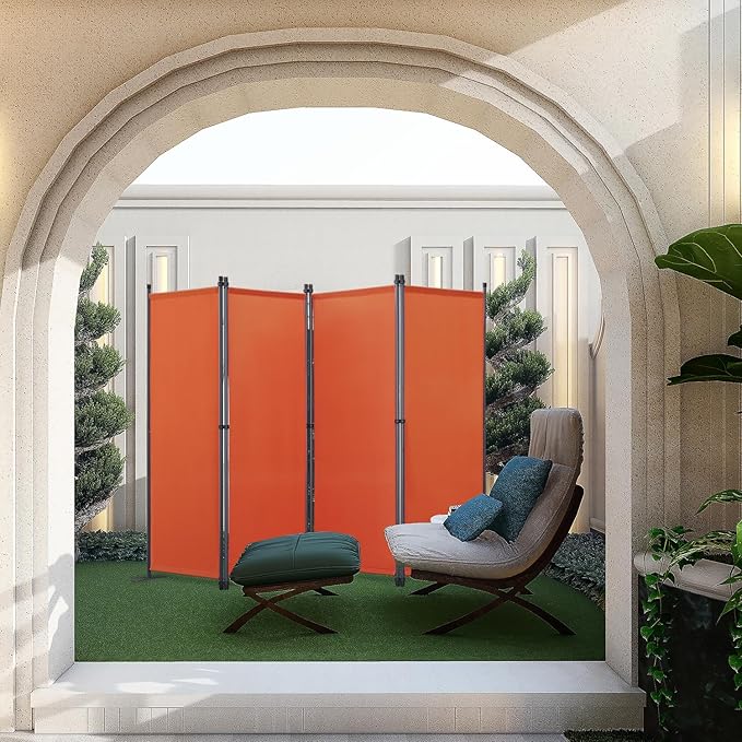Angel Kamerscherm 4 Panelen - Oranje - Ruimteverdeler en Privacy Scherm