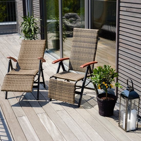 Tectake Tuinstoel - Opklapbaar - Incl Aluminium Frame en Voetsteun - Grijs