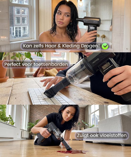 Kruimeldief Snoerloos met Air Duster 130.000 RPM - Auto Stofzuiger Draadloos - Kruimelzuiger - Handstofzuiger - Luchtblazer op accu - Perslucht - Turbo Fan