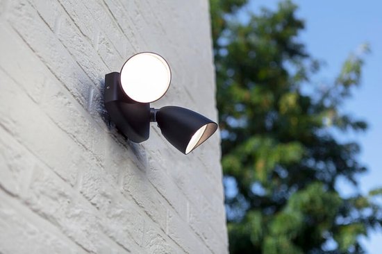 LUTEC Shrimp - LED security wandlamp voor buiten - Dag/nacht sensor - Premium aluminium - Tweekoppig - 1700Lm krachtig licht - 4000K helder wit licht - Mat zwart