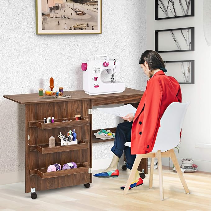 Coast Opvouwbare Naaimachine Tafel – Multifunctioneel – 118,5 x 40 x 79,5 cm – Bruin