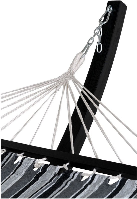 Tripoli hangmat - Grijs/Zwart - Luxe Buitenhangmat met Houten Frame