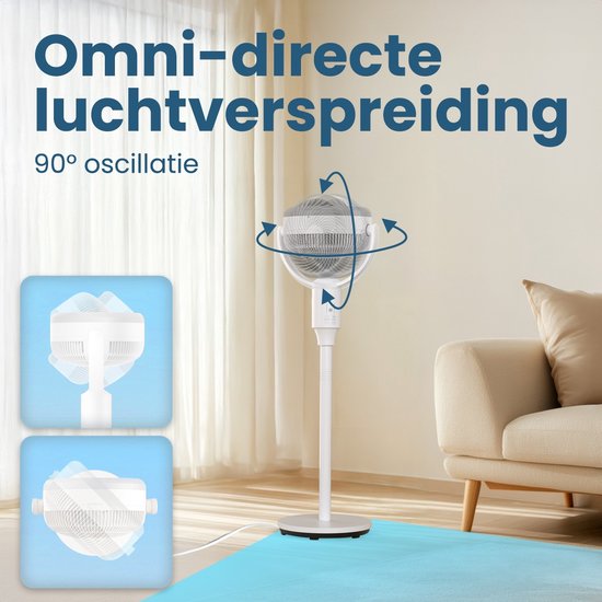 Auronic Statiefventilator - Staande Ventilator - Luchtkoeler - Vloer en tafelventilator - Omni - 3 Snelheden - Stille Ventilator - Fan - Met Afstandsbediening - Zwart