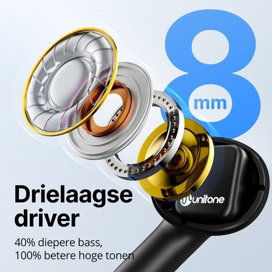 Unitone Go Draadloze Oordopjes - Bluetooth Oortjes - Earpods - Geschikt voor Apple & Android - Zwart