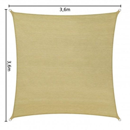 Vierkant zonneluifel zonnedoek 3,6m x 3,6m 401810