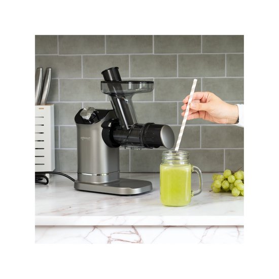 Safecourt Kitchen – Slowjuicer – 700 ml & Koude Persing – Voorzien Van Stille Motor En Druppelstop – Voor Vers Sap Van Groenten En Fruit – Grijs Kunststof