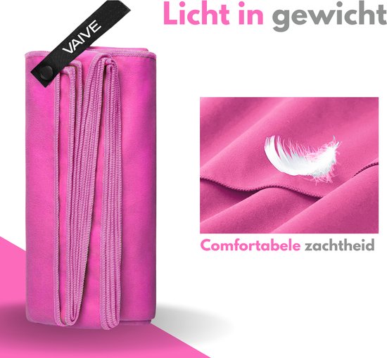 VAIVE Microvezel handdoek - Strandlaken 100x200 - Badlaken - Reishanddoek Sneldrogend - Roze
