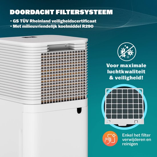 Monzana Luchtontvochtiger – 12L/dag Stil <38 dB 200W 20m² Wielen – Wit