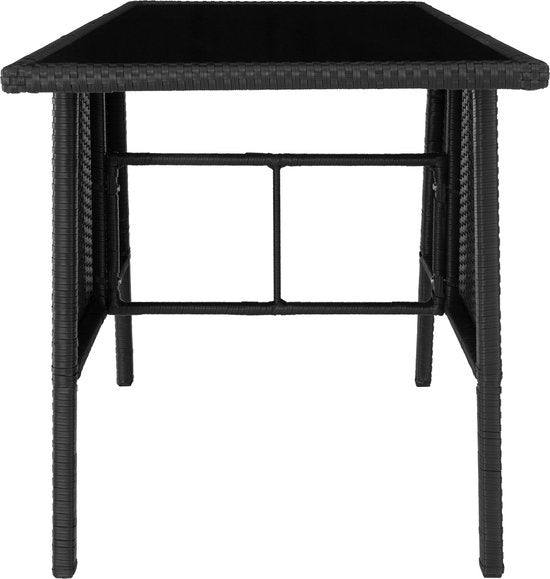 tectake® - wicker zitgroep voor 2 personen, ruimtebesparend buitenmeubilair, 2 fauteuils en 1 tafel, ideale balkonloungeset, tuinmeubelen, terrasmeubilair weerbestendig - zwart - poly-rattan