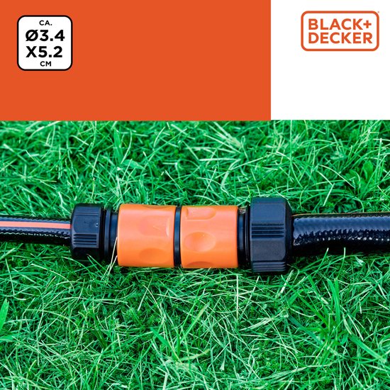 BLACK+DECKER Tussenstuk Tuinslang - ⌀ 3.2 x 5.2 CM - Verbind 2 Slangen - Zwart