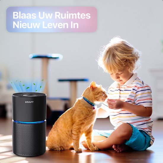 KRAFT Luchtreiniger - 240 m3/u - HEPA 13 Filter - Air Purifier - Zwart