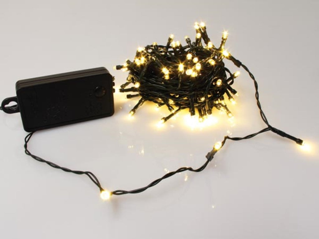 Smart Light LED - 10 m - 100 warmwitte lampen - groene draad - modulator - batterijen niet meegeleverd