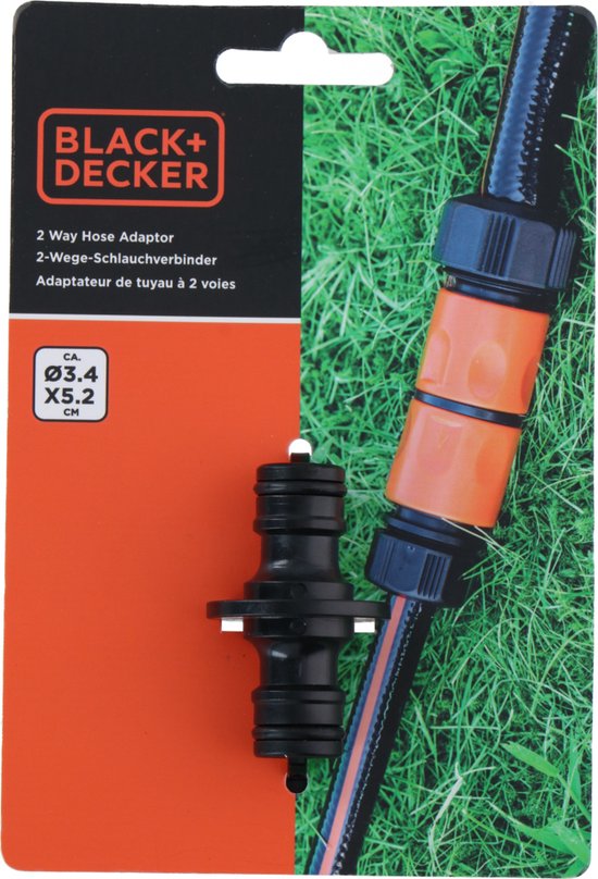 BLACK+DECKER Tussenstuk Tuinslang - ⌀ 3.2 x 5.2 CM - Verbind 2 Slangen - Zwart
