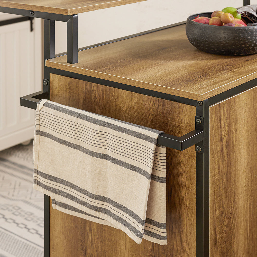 SoBuy Keukenkast op wielen - Dressoir - 2 Deuren + 3 Lades - Max. 75 kg - 113 x 69 x 106 cm - Modern