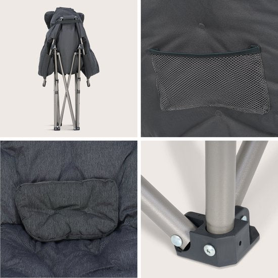 TRVLMORE Campingstoel XL - Opvouwbaar - 150KG Draagvermogen - Incl. Draagtas - Klapstoel - Kampeerstoel - Vouwstoel - Grijs