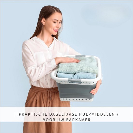 Badiona Opvouwbare Wasmand – 36 Liter - Wit/Grijs - 61 x 45 x 27 cm