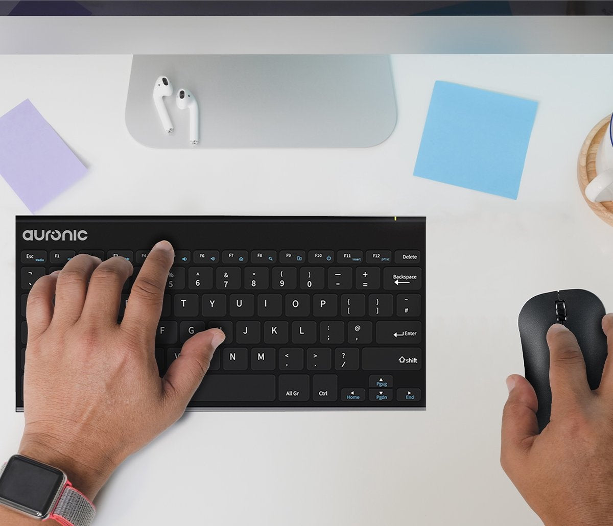 Auronic Draadloos Toetsenbord en Muis - QWERTY - Zwart