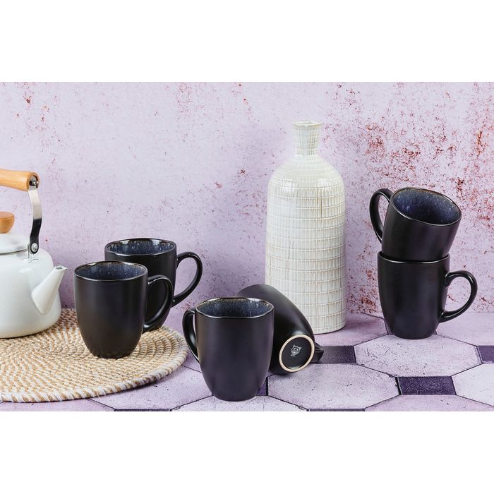 bjorn Luxe Mok-Set ‘Iris’ – 6 Stuks (40cl) – Stijlvol Blauw Nacht – Perfect voor Koffie, Thee & Cappuccino
