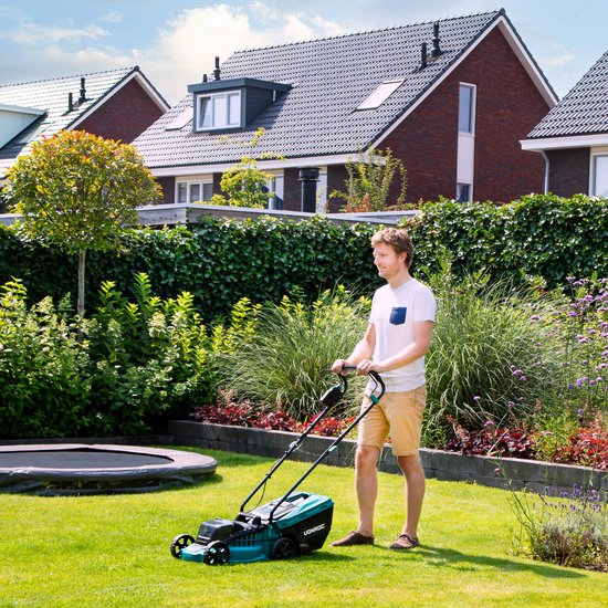 VONROC Accu Grasmaaier 40V – Brushless Motor – 33 cm Maaibreedte – Zonder accu & lader - 30L Opvangbak – 79 x 41 x 104 cm – Groen