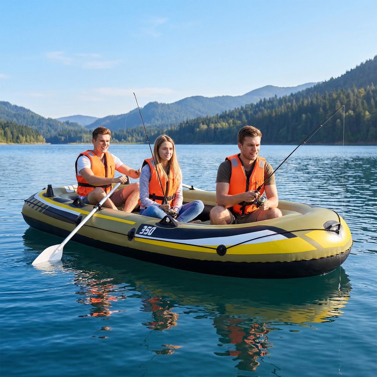 Coast Opblaasbare vissersboot - 3 luchtkamers - inclusief peddels en pomp - groen - 305 x 136 x 42 cm