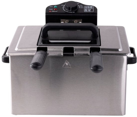 alpina Frituurpan 5 Liter - Dubbele Friteuse met 3 Frituurmanden - Frituur met Instelbare Temperatuur tot 190 °C - Frietpan 2000W - met Kijkvenster - RVS