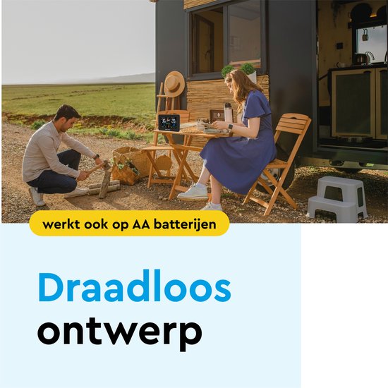 BRASQ Draadloos Weerstation binnen en buiten - Hygrometer - Luchtvochtigheidsmeter - Met buitensensor tot 60 meter - Thermometer - Barometer - inclusief batterijen