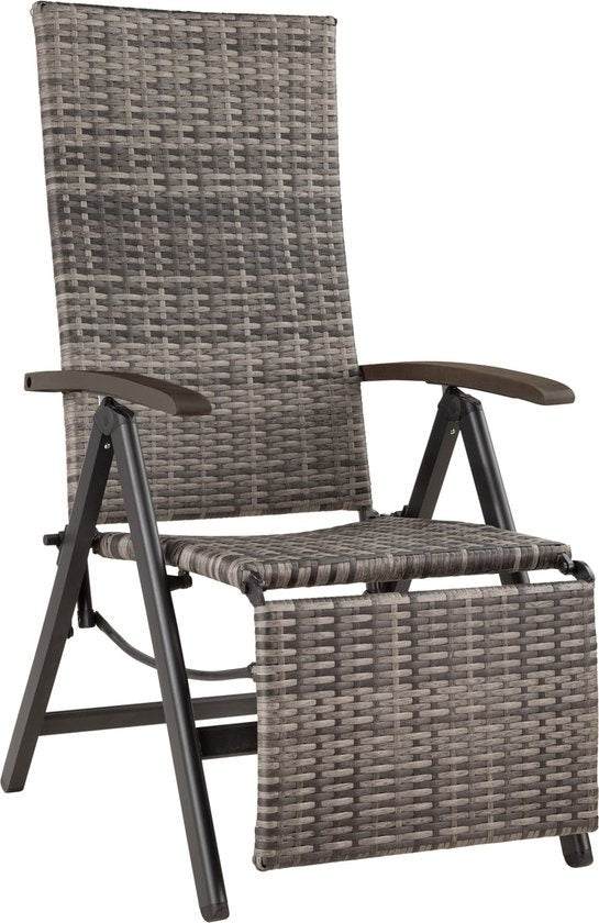 Tectake Tuinstoel - Opklapbaar - Incl Aluminium Frame en Voetsteun - Grijs