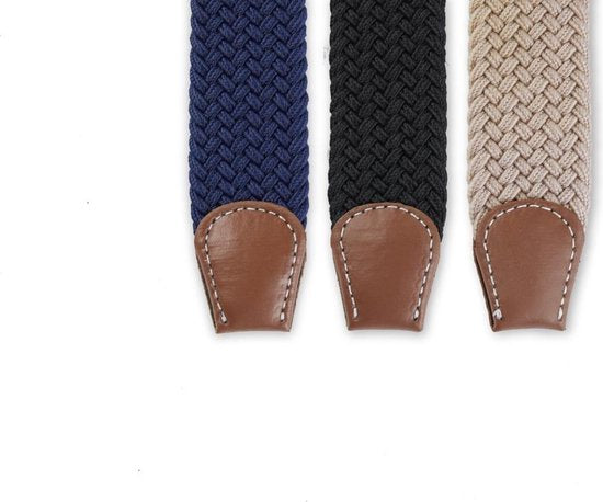 Spaceflight - Elastische riemen - Uitrekbare riemen - 104 tot 120 cm - Set van 3 - Blauw, zwart, beige