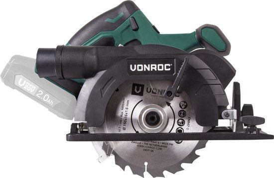 VONROC Accu Cirkelzaag – VPower 20V (zonder accu & lader) – Incl. parallelgeleider & Ø150MM zaagblad