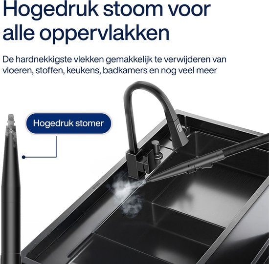 Tapijtreiniger PowerClean Pro 1800W - Stoomreiniger en vlekkenreiniger - 8 Opzetstukken - 100° Stoom - Bankreiniger - Meubelreiniger - Handstomer - Matrasreiniger - Samako