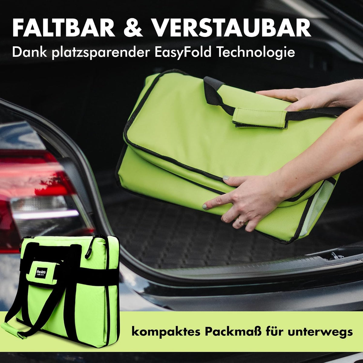 five Dots Koeltas - 30L Inhoud - Waterdicht - 26 x 41 x 31 cm - Groen